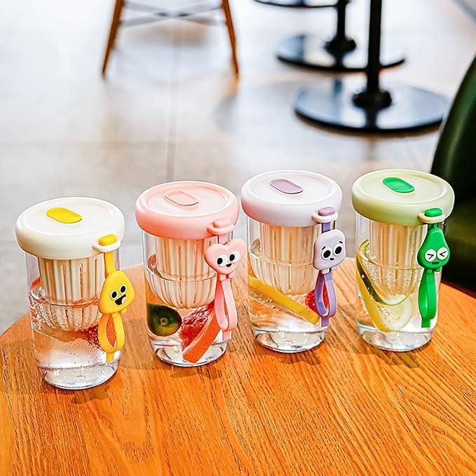 Glass Tumbler with Fruit Infuser Lid and Straw